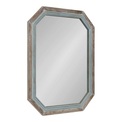 Best Sale β Kate & Laurel All Things Decor 28" x 36" Palmer Wood Octagon Wall Mirror Blue/Brown - Kate and Laurel π