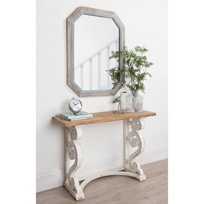 Best Sale β Kate & Laurel All Things Decor 28" x 36" Palmer Wood Octagon Wall Mirror Blue/Brown - Kate and Laurel π - Image 4