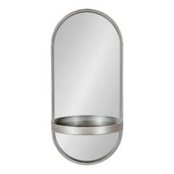 Outlet 🔔 Kate & Laurel All Things Decor 11" x 24" Estero Functional Wall Mirror Silver - Kate & Laurel All Things Decor ⌛