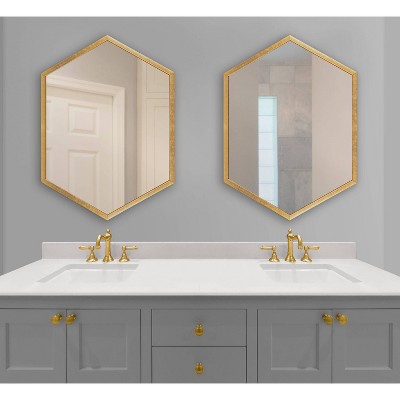 Hot Sale π Kate & Laurel All Things Decor 22" x 31" Laverty Hexagon Wall Mirror Gold - Kate & Laurel All Things Decor π - Image 6