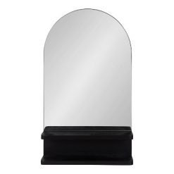 Budget โ Kate & Laurel All Things Decor 18" x 30" Astora Arch Decorative Wall Mirror with Shelf Black - Kate & Laurel All Things Decor ๐