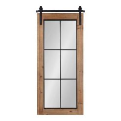 Outlet ⭐ Kate & Laurel All Things Decor 19" x 43" Cates Windowpane Framed Decorative Wall Mirror Rustic Brown - Kate & Laurel All Things Decor 🧨