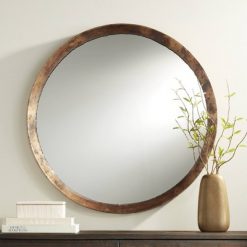 Deals โ๏ธ Uttermost Round Vanity Decorative Wall Mirror Rustic ๐จ Hammered Jagged Metal Frame 34" Wide for Bathroom Bedroom Living Room Office ๐