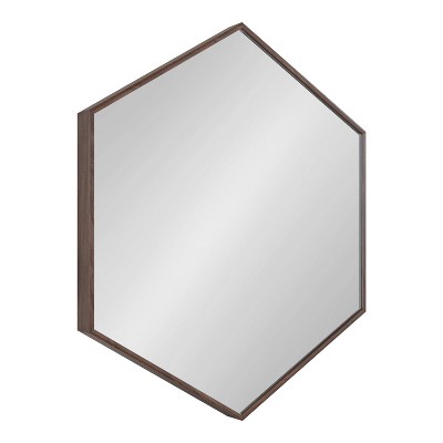 Best Pirce β Kate & Laurel All Things Decor 22" x 25" Rhodes Hexagon Wall Mirror Walnut Brown - Kate & Laurel All Things Decor π - Image 4