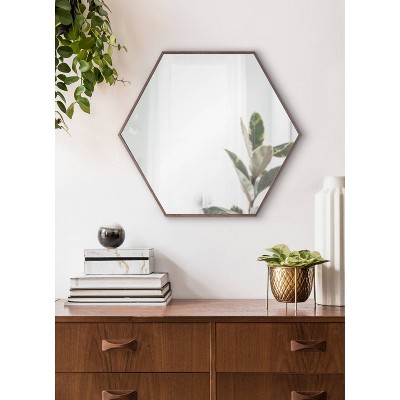 Best Pirce β Kate & Laurel All Things Decor 22" x 25" Rhodes Hexagon Wall Mirror Walnut Brown - Kate & Laurel All Things Decor π - Image 6