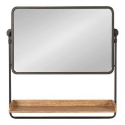Best reviews of 🎁 Kate & Laurel All Things Decor 26" x 26" Rheeves Decorative Wall Mirror with Shelf Rustic Brown/Black - Kate & Laurel All Things Decor 🎉