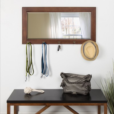 Promo π 36" x 2" Pub Mirror with Metal Hooks Walnut Brown - DesignOvation β¨ - Image 3
