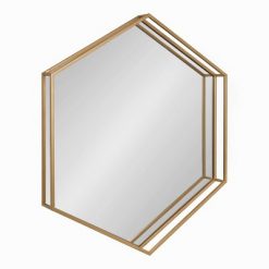 Deals 🤩 Kate & Laurel All Things Decor 30" x 26" Felicia Hexagon Wall Mirror Gold - Kate & Laurel All Things Decor ✨
