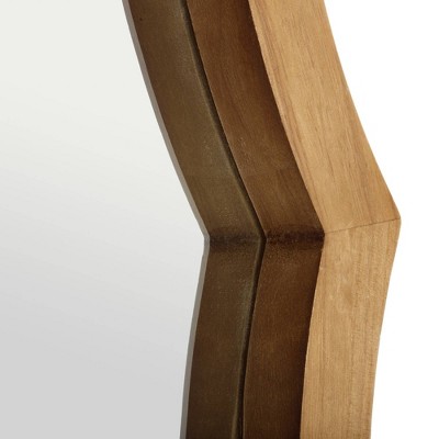 New β 27" Wood Framed Round Scalloped Decorative Wall Mirror Natural - Patton Wall Decor β - Image 3