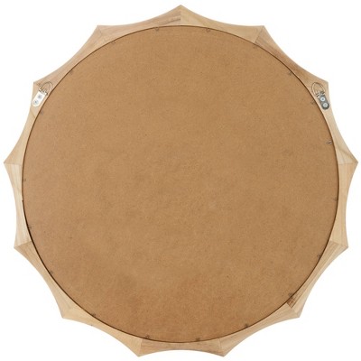 New β 27" Wood Framed Round Scalloped Decorative Wall Mirror Natural - Patton Wall Decor β - Image 4