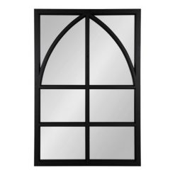 Deals 🤩 Kate & Laurel All Things Decor 24" x 36" Hogan Wood Arch Wall Mirror Black - Kate and Laurel ✔️