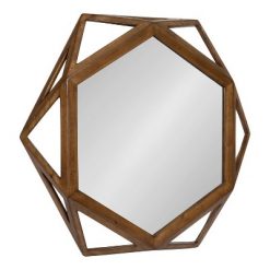 Brand new 🛒 Kate & Laurel All Things Decor 27" Cortland Hexagon Wall Mirror Brown - Kate & Laurel All Things Decor 🧨