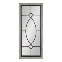 Promo ❤️ Kate & Laurel All Things Decor 13" x 30" Bakersfiel Windowpane Wall Mirror Gray - Kate & Laurel All Things Decor 😀