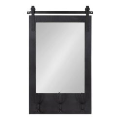Top 10 👏 Kate & Laurel All Things Decor 18" x 28" Cates Functional Wall Mirror Black - Kate & Laurel All Things Decor 🔥