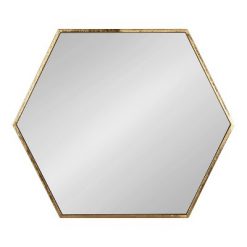 Budget 🛒 Kate & Laurel All Things Decor 22" x 25" McNeer Hexagon Wall Mirror Gold - Kate & Laurel All Things Decor 🌟