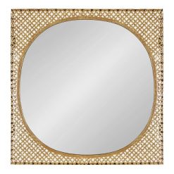 Budget 🧨 Kate & Laurel All Things Decor 28" x 28" Salazaar Woven Metal Framed Decorative Wall Mirror Gold - Kate & Laurel All Things Decor 🎉