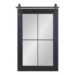 Outlet 😀 Kate & Laurel All Things Decor 24" x 37" Cates Windowpane Framed Decorative Wall Mirror Black - Kate & Laurel All Things Decor 🌟