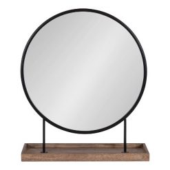 Brand new ✨ Kate & Laurel All Things Decor 18" x 22" Maxfield Round Tabletop Mirror Black/Natural - Kate & Laurel All Things Decor 🔥