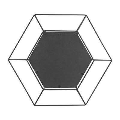 Hot Sale π 23.7" x 20.7" Metal Hexagon Decorative Wall Mirror Black - Stonebriar Collection π - Image 2