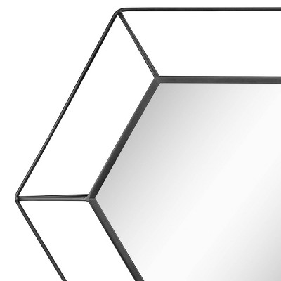 Hot Sale π 23.7" x 20.7" Metal Hexagon Decorative Wall Mirror Black - Stonebriar Collection π - Image 3