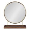 Brand new 💯 Kate & Laurel All Things Decor 18" x 22" Maxfield Round Tabletop Mirror Gold/Walnut Brown - Kate & Laurel All Things Decor 🔥