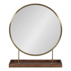 Brand new ๐ฏ Kate & Laurel All Things Decor 18" x 22" Maxfield Round Tabletop Mirror Gold/Walnut Brown - Kate & Laurel All Things Decor ๐ฅ