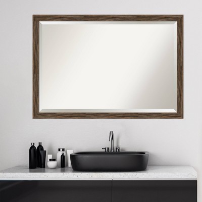 Promo ๐ฅ 39" x 27" Regis Barnwood Narrow Framed Bathroom Vanity Wall Mirror Light Brown - Amanti Art โ - Image 5