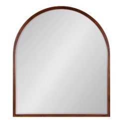 New π Kate & Laurel All Things Decor 32" x 36" McLean Arch Wall Mirror Walnut Brown - Kate & Laurel All Things Decor βοΈ