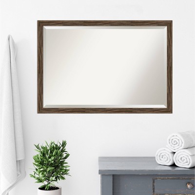 Promo ๐ฅ 39" x 27" Regis Barnwood Narrow Framed Bathroom Vanity Wall Mirror Light Brown - Amanti Art โ - Image 6