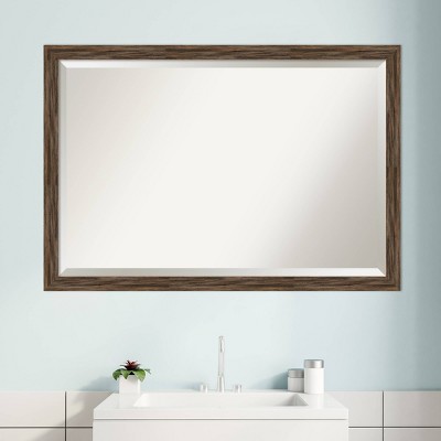 Promo ๐ฅ 39" x 27" Regis Barnwood Narrow Framed Bathroom Vanity Wall Mirror Light Brown - Amanti Art โ - Image 7