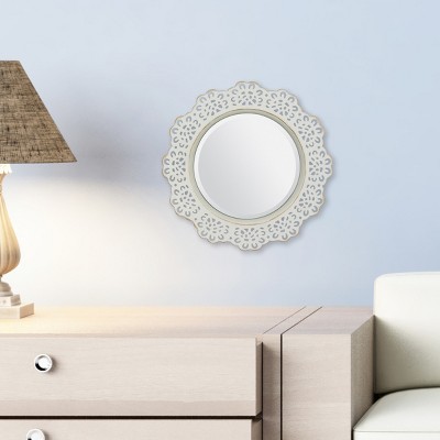 Flash Sale โญ 12.5" Floral Metal Lace Wall Mirror Ivory - Stonebriar Collection ๐ - Image 5