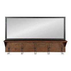 Budget ✔️ Kate & Laurel All Things Decor 36" x 22" Coburn Functional Wall Mirror Brown - Kate & Laurel All Things Decor 🌟