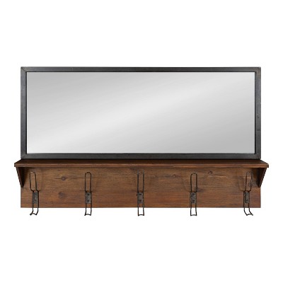 Budget βοΈ Kate & Laurel All Things Decor 36" x 22" Coburn Functional Wall Mirror Brown - Kate & Laurel All Things Decor π