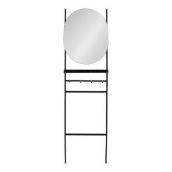 Coupon ✔️ Kate & Laurel All Things Decor 18" x 67" Noka Mirror Leaning Ladder Black - Kate & Laurel All Things Decor 👍