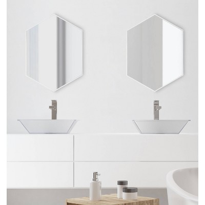 Top 10 π€© Kate & Laurel All Things Decor 22" x 31" Rhodes Hexagon Wall Mirror White - Kate & Laurel All Things Decor π - Image 6
