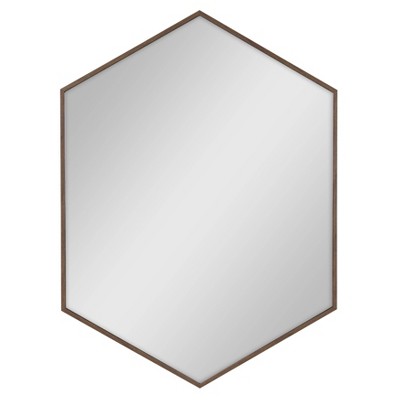 Wholesale π₯° Kate & Laurel All Things Decor 22" x 31" Rhodes Framed Hexagon Wall Mirror Walnut Brown - Kate and Laurel π
