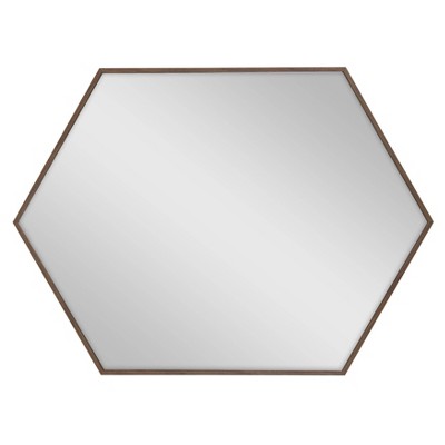 Wholesale π₯° Kate & Laurel All Things Decor 22" x 31" Rhodes Framed Hexagon Wall Mirror Walnut Brown - Kate and Laurel π - Image 2