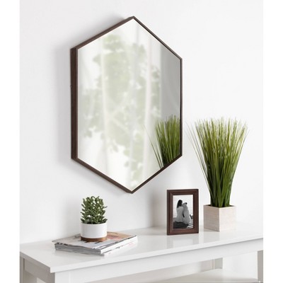 Wholesale π₯° Kate & Laurel All Things Decor 22" x 31" Rhodes Framed Hexagon Wall Mirror Walnut Brown - Kate and Laurel π - Image 5
