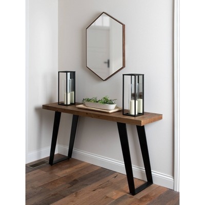 Wholesale π₯° Kate & Laurel All Things Decor 22" x 31" Rhodes Framed Hexagon Wall Mirror Walnut Brown - Kate and Laurel π - Image 6