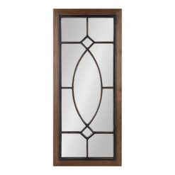 Deals 🤩 Kate & Laurel All Things Decor 13" x 30" Bakersfiel Windowpane Wall Mirror Rustic Brown - Kate & Laurel All Things Decor ✨