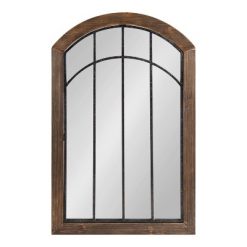 Hot Sale π€© Kate & Laurel All Things Decor 24" x 36" Haldron Wood Framed Arch Decorative Wall Mirror Rustic Brown/Black - Kate & Laurel All Things Decor π