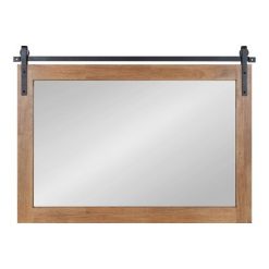 Coupon ❤️ Kate & Laurel All Things Decor 38" x 27" Samuels Wood Framed Decorative Wall Mirror Rustic Brown/Black - Kate & Laurel All Things Decor 🛒