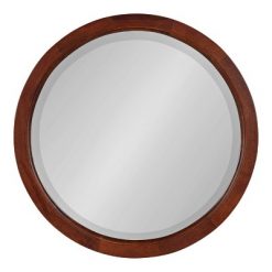 Outlet 🤩 Kate & Laurel All Things Decor 18" x 18" Hogan Round Framed Decorative Wall Mirror Walnut Brown - Kate & Laurel All Things Decor 🤩
