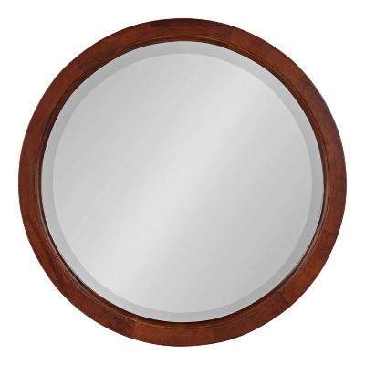 Outlet 🤩 Kate & Laurel All Things Decor 18" x 18" Hogan Round Framed Decorative Wall Mirror Walnut Brown - Kate & Laurel All Things Decor 🤩