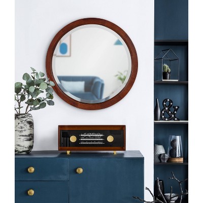 Outlet 🤩 Kate & Laurel All Things Decor 18" x 18" Hogan Round Framed Decorative Wall Mirror Walnut Brown - Kate & Laurel All Things Decor 🤩 - Image 4