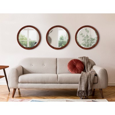Outlet 🤩 Kate & Laurel All Things Decor 18" x 18" Hogan Round Framed Decorative Wall Mirror Walnut Brown - Kate & Laurel All Things Decor 🤩 - Image 5