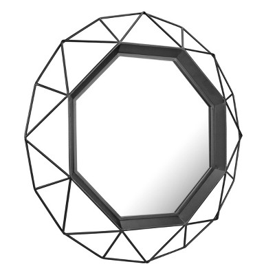 Coupon π 28.3" x 28.3" Metal Octagon Decorative Wall Mirror Black - Stonebriar Collection π―