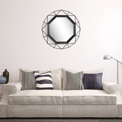 Coupon π 28.3" x 28.3" Metal Octagon Decorative Wall Mirror Black - Stonebriar Collection π― - Image 6
