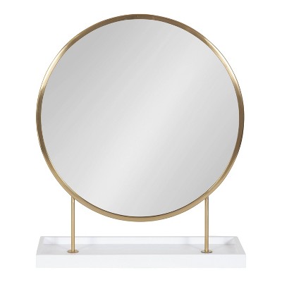 Promo 𧨠Kate & Laurel All Things Decor 18" x 22" Maxfield Round Tabletop Mirror White/Gold - Kate & Laurel All Things Decor π