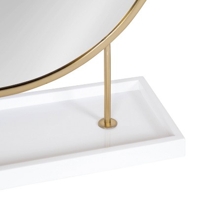Promo 𧨠Kate & Laurel All Things Decor 18" x 22" Maxfield Round Tabletop Mirror White/Gold - Kate & Laurel All Things Decor π - Image 2